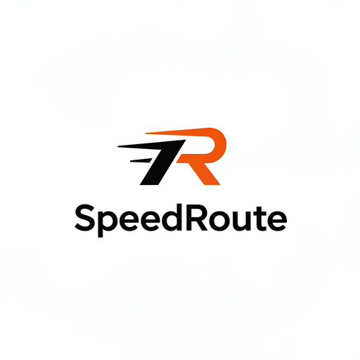 Demo logo “SpeedRoute”: a stylized orange and black R with speed lines, above the name