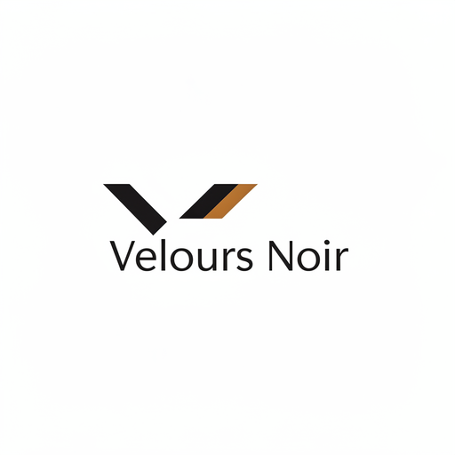 Demo-Logo „Velours Noir“: zwei Winkel in Schwarz und Kupfer über dem Namen