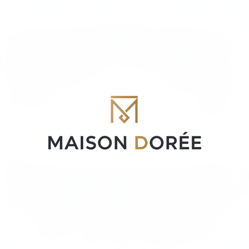 Logo de demostración «Maison Dorée», versión minimalista: un monograma M dorado sobre el nombre en mayúsculas espaciadas